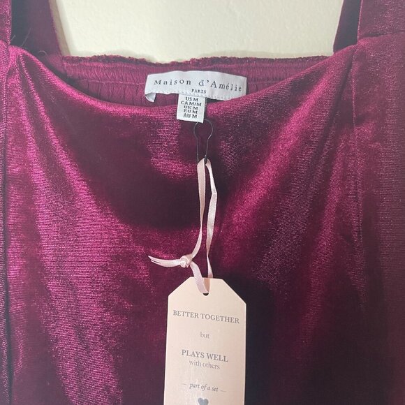 Maison d Amelie. Women's Sleeveless Square-Neck Crop Top.  Size M, NWT. Chamois. - Picture 7 of 7